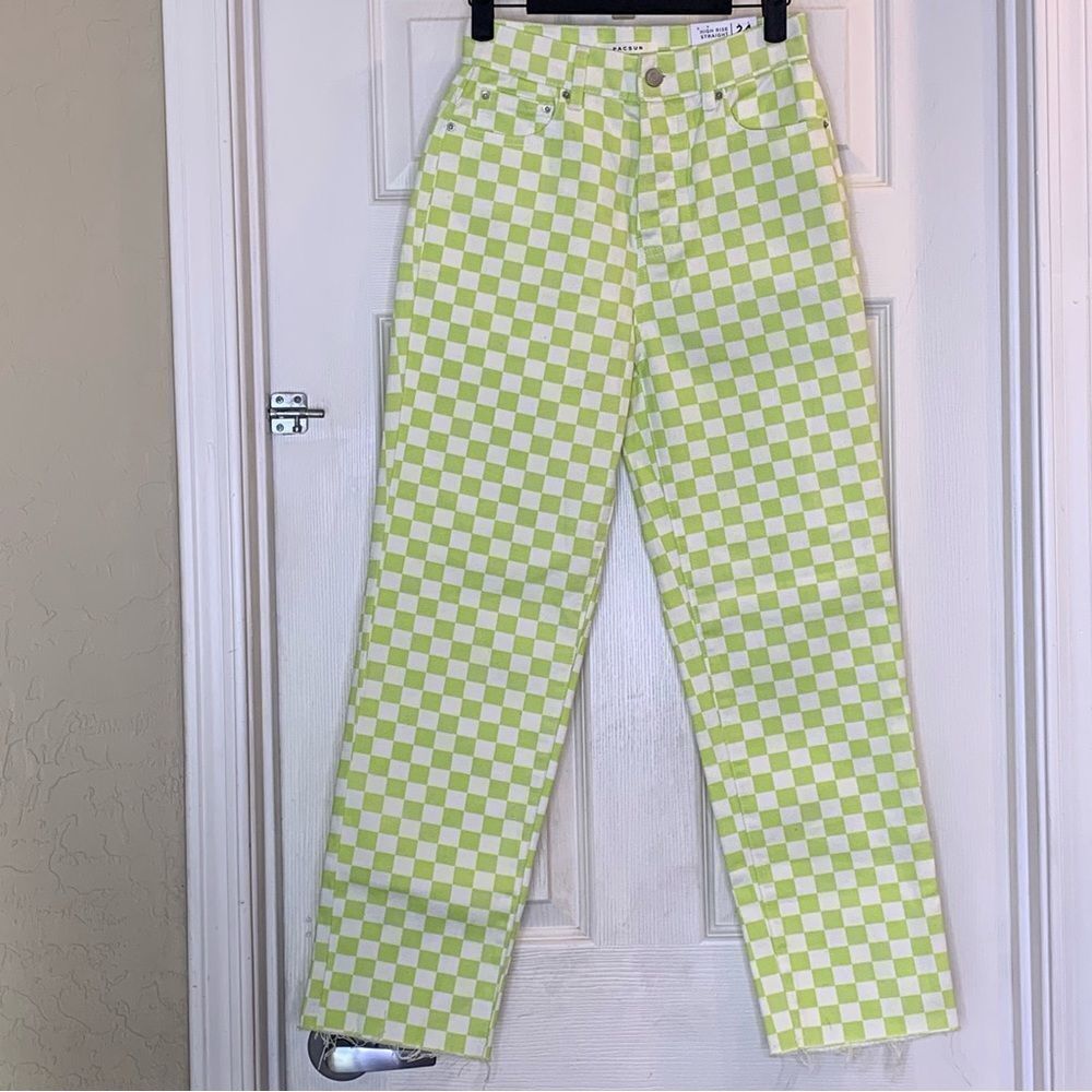 Pacsun High Rise Straight Checkerboard Jeans Size 24